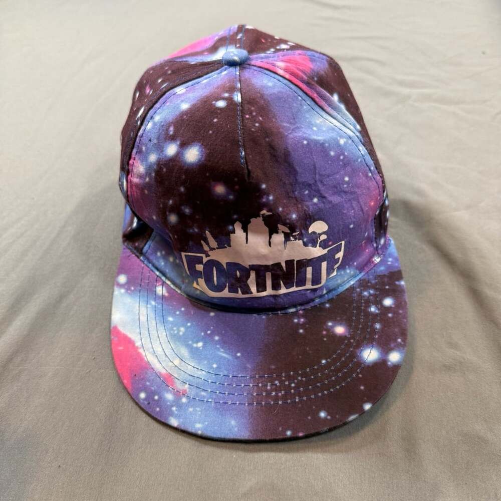 Fortnite Galaxy Print Snapback Hat Cap Blue